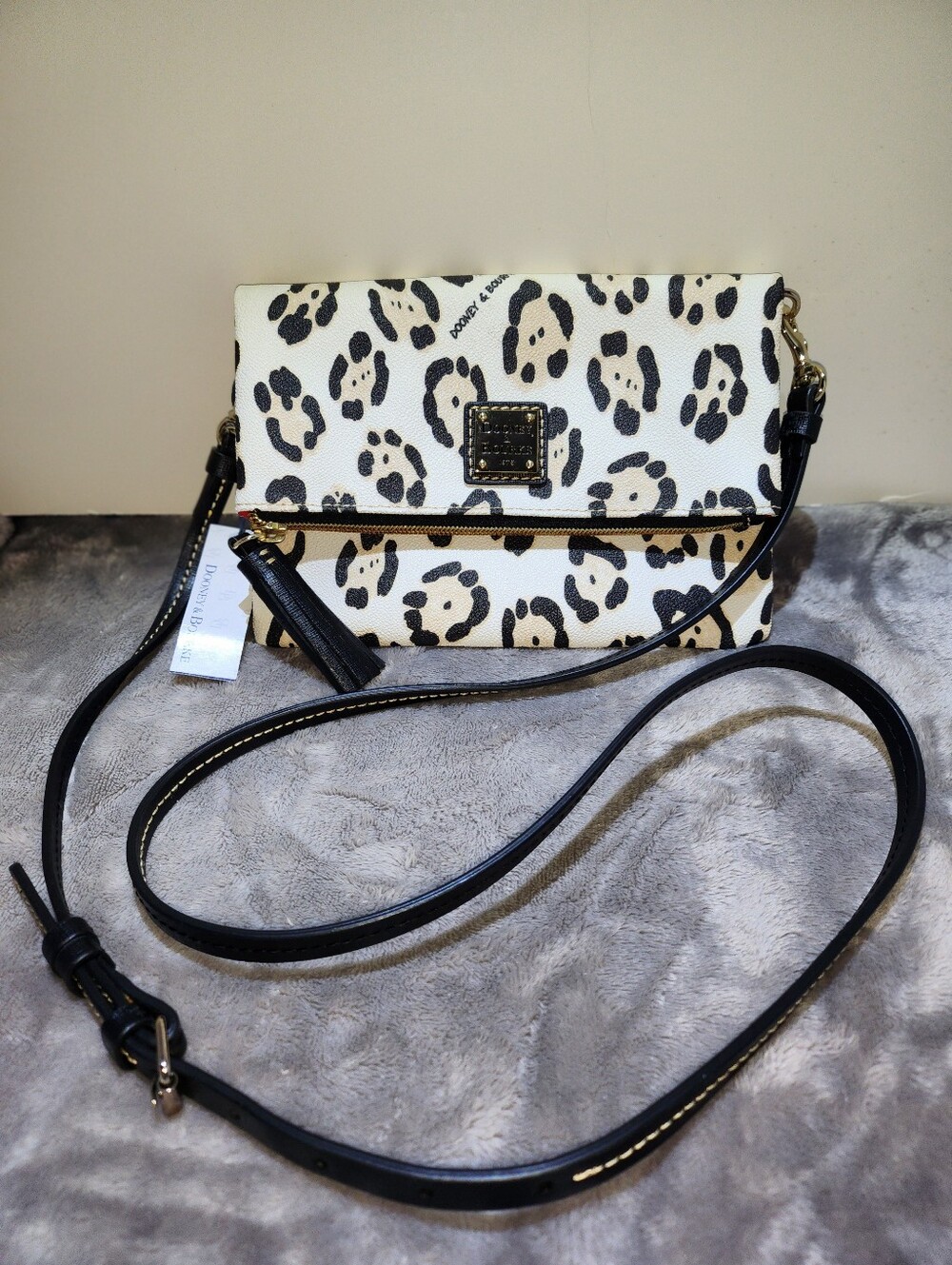 Dooney & Bourke Leopard Foldover Zip Crossbody purse